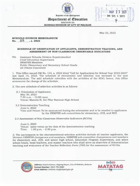 DM No. 203, s. 2023 .